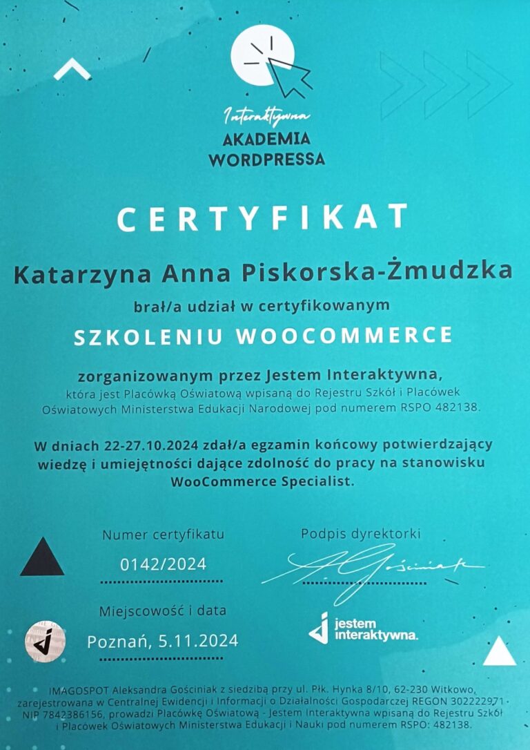 certyfikat-WooCommerce-Kasia-Piskorska-Zmudzka-min