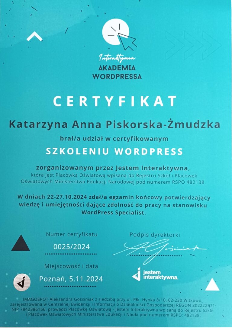 certyfikat-WordPress-Kasia-Piskorska-Zmudzka-min